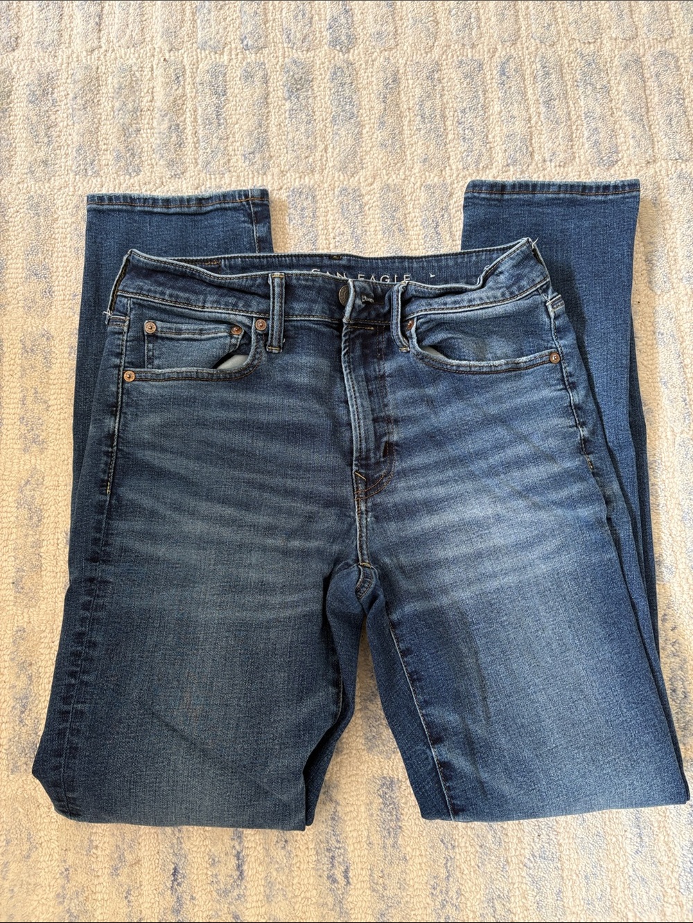 American Eagle Outfitters Men’s Dark Blue Athletic Straight Jeans